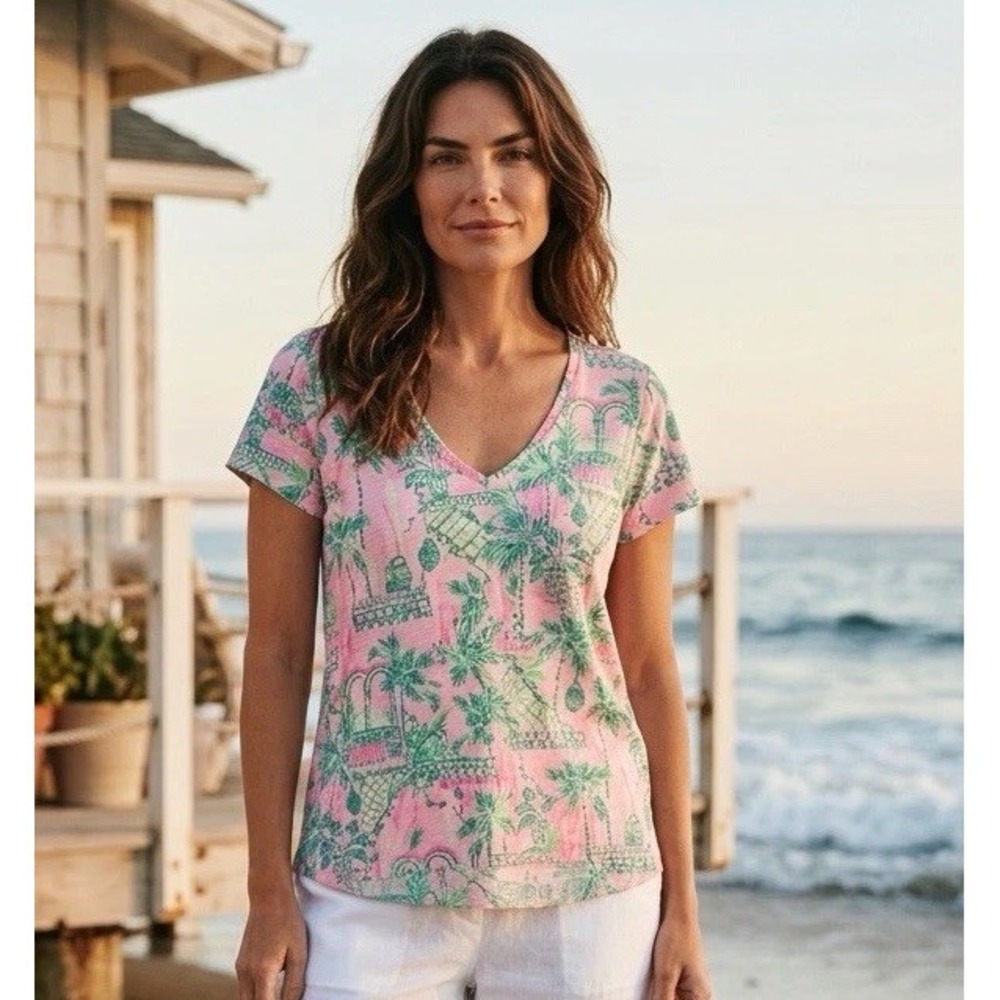New Lilly Pulitzer Etta V-Neck Top Mandevilla Baby Always Worth It X Large